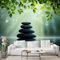 Boceoey Papier Peint Panoramique Zen Pierre - Papier Peint Intissé Autocollant - Plantes Vertes Forêt Décoration Murale - Adhésif Mural pour Salon Chambre, 250x175 cm - N-97