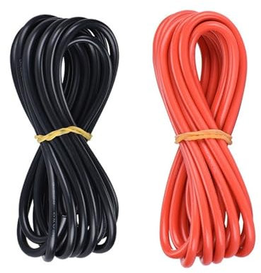 Cavi in ​​silicone ad alta corrente super morbidi e neri, resistenti al calore, in rame stagnato, for inverter for batteria(Each 3meter 4 AWG 25mm2)