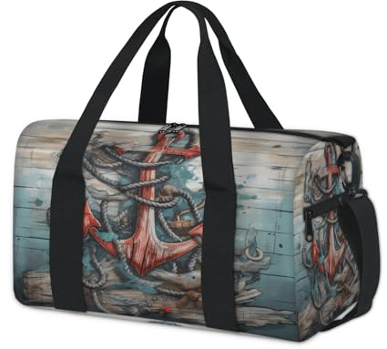 Navy Anchor Vintage Sport Seesack für Kinder, Mädchen, Jungen, Damen, Herren, Übernachtung, Wochenender, Reisetasche, Tragetasche, Fitnessstudio, lässige Seesack
