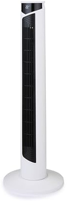 GEEPAS 37 Tower Fan with Remote Control | Bladeless Oscillating Cooling Digital Touch Display, 3 Speed Levels 4 Wind Modes With 12H Timer | Electric Standing Air Circulator 45W White (Renewed)