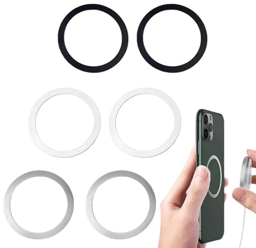 6 Pcs Ring Sticker,Safe Ring,Battery Pack,Support Wireless Charging,Rings For Phone Case Cover,Slim Sticker Plates For Phone,Universal Metal Rings Stickers(2.17inch)