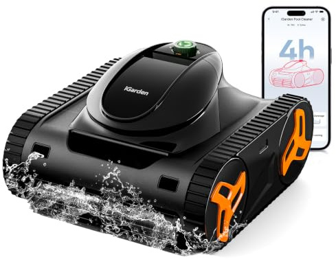 iGarden KN40 Poolroboter Boden und Wand, Wasserlinie, Kabelloser Poolsauger Akku, 240 Min Laufzeit bis zu 384m², Intelligente Navigation, App-Steuerung & OTA-Updates für Einbau- und Aufstellpools