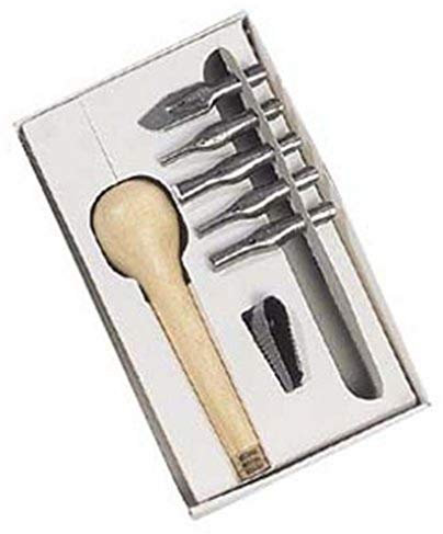Brause 891B - Linocut initiation set including a wooden handle, 5 gouge nibs and an extractor