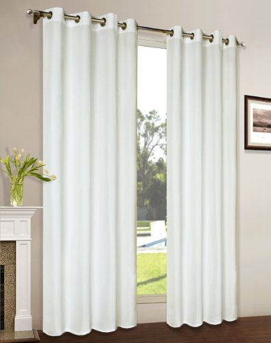 Vorhang Blickdicht Schal, 2 Stück 245x140 (HxB) Matte unifarbene Gardine mit Ösen, Creme Material aus Microsatin Micofaser-Gewebe., 204050