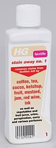 HG stain away no. 1 for stains caused by coffee, tea, ketchup, fruit, red wine & ink, etc.