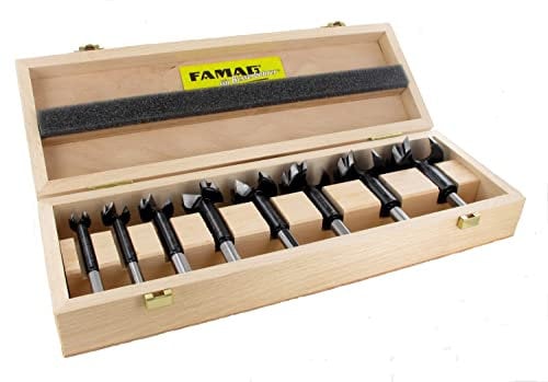 FAMAG Bormax 2.0 WS-Forstnerbohrersatz 8-teilig D=15,20,25,30,35,40,45,50mm im Holzkasten