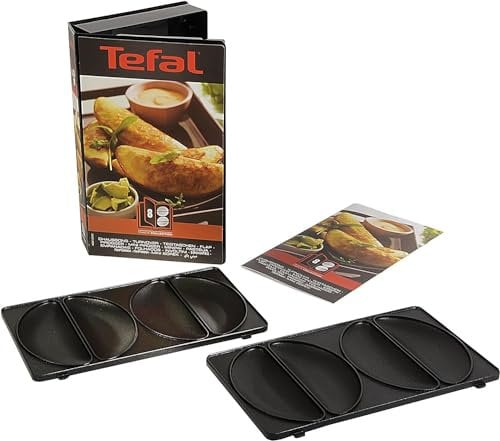 Tefal XA8008 Snack Collection Platte Teigtaschen/Empanadas Nummer 8| passend für Tefal SW85XX Snack Collection | Inklusive Rezeptbuch |praktische Aufbewahrungs-Box | Schwarz