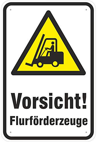 Schild Vorsicht Flurförderzeuge/Staplerverkehr aus Aluminium-Verbundmaterial 3mm stark 20 x 30 cm