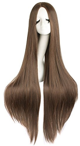 MapofBeauty 100cm/40 Zoll schnitzen lange lockige Cosplay Perücke Anime Kostüm Party Perücke (Braun)