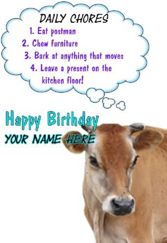 Codegf Geburtstagskarte mit Kuh-Motiv, personalisierbar