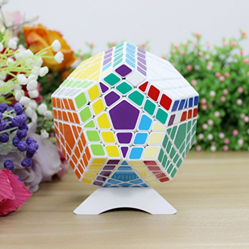 FunnyGoo Shengshou 5x5 12 Surface Gigaminx Megaminx Zauberwürfel + EIN Würfel Displayständer (Weiß)