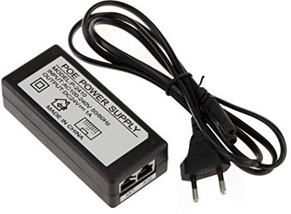 KALEA-INFORMATIQUE Externes POE-Netzteil Power Over Ethernet 220V zu 24V 1A. Einspeisung + auf Adern 4 und 5 und - auf Adern 7 und 8. RJ45-Eingang und -Ausgang.