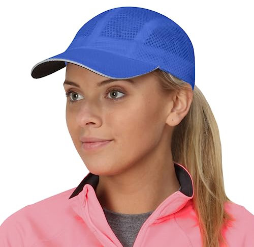 TrailHeads Cap Damen zum Joggen - Race Day Performance Cappy Frauen - Leichte & Schnell Trocknende Sport Cap Damen Sommer aus Mesh mit Reflektierendem Rand - kühles blau