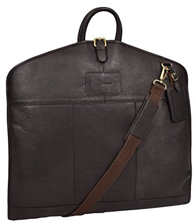 Luxus Leder Anzug Tragetasche Braun Suiter Case Kleid Kleiderabdeckung Reisetasche - Finley