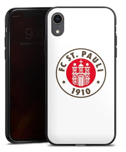 Silikon Hülle kompatibel mit Apple iPhone Xr Case schwarz Handyhülle FC St. Pauli Offizielles Lizenzprodukt Logo