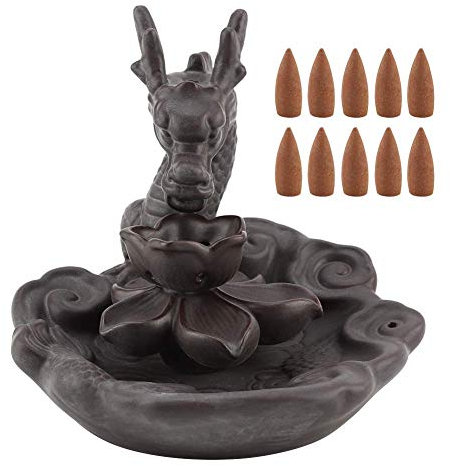 Keramik Weihrauch Halter Chinesischen Großen Drachen Rückfluss Räuchergefäß Halter Rauch Brenner für Yoga Raum Home Office Decor Ornament