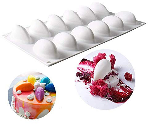OCPO KITCHEN Molde de Silicona Quenelle para Hornear Pastel de Mousse, Postre Francés de Fruta, Pastelería, Chocolate, Budín, Gelatina, Molde de decoración de Pastel, Molde Quenelle (12-Cavidades)