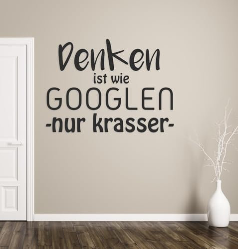 tjapalo® a106 Wandtattoo Büro Sprüche Motivation deutsch Wandsprüche Büro Motivationsspruch denken ist wie googlen Wandtattoo sprüche Flur, Farbe: Schwarz, Größe: B100xH58cm