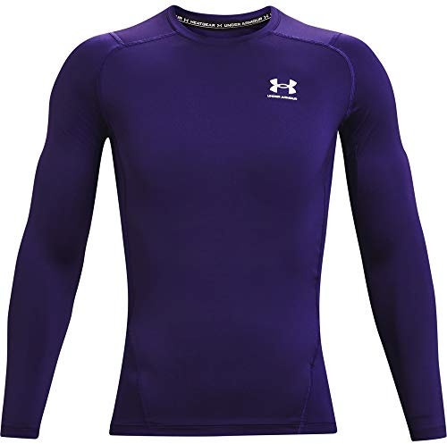 Under Armour Men's HeatGear Compression Long-Sleeve T-Shirt, Purple (500)/White, Medium