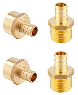 Efield Pex Adapter Messing Crimp Fitting, Rohrverbinder, DZR bleifrei, 4 Stück