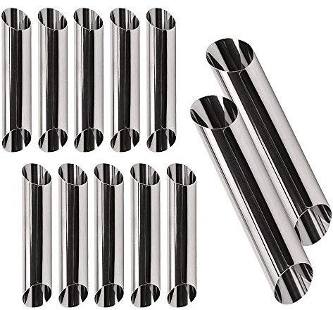 ZDNT Cannoli Form Röhrchen,12 Stück Cannoli Backform,Cannoli Formen,Edelstahl Schaumrollen Cannoli Ciciliani,Cannolli Rollen Molds/Tubes Creme Rolle Kuchen Gebäck Croissant Kegel Formen