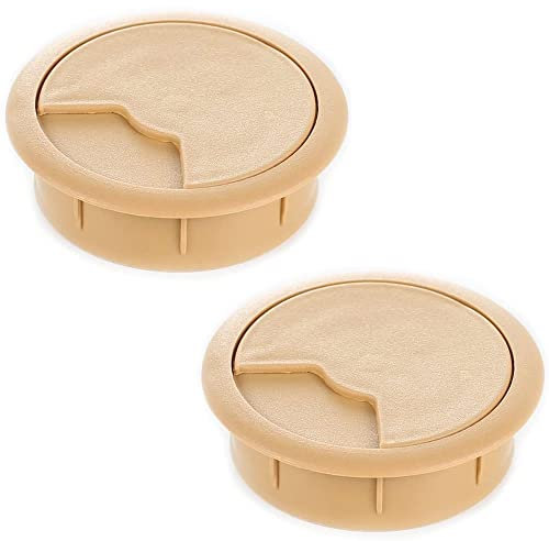 sossai® Passage de câble KDM2 | Set de 2 | Couleur: hetre | Diamètre: 80 mm | Passe-câble/Passe-Fil pour Bureau, Table & Plan de Travail | Matériau : Plastique (Made in EU)