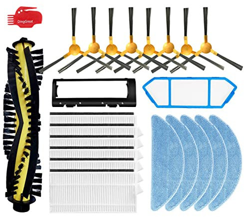 DingGreat Accessoires pour NEATSVOR X500 Robot Aspirateur Laveur -1 brosse principale, 6 filtres, 8 brosses latérales, 5 vadrouilles, 1 filtre primaire, 1 Couverture de Brosse Principale