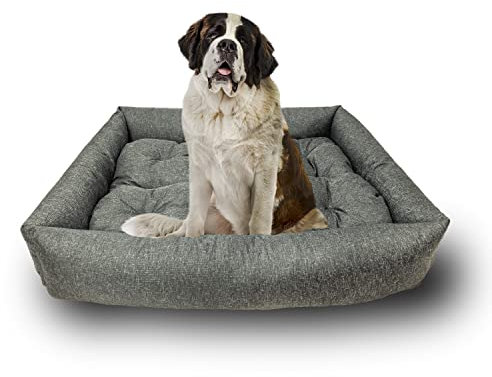 Grand Filippo Lit pour chien, imperméable, pour petits et grands chiens, dessous antidérapant, panier pour chien, 120 x 90 x 20 cm, lin noir