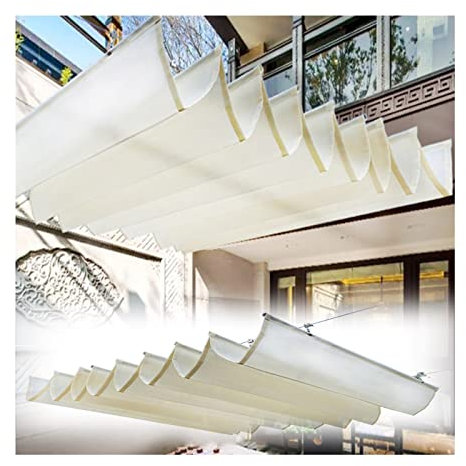 LXLIGHTS Einziehbare Wellensegel, HDPE Dach Sonnenschutz Welle Schattennetz Sonnensegel Mit Befestigungssatz Für Pergola-Terrasse Im Freien UV-beständig
