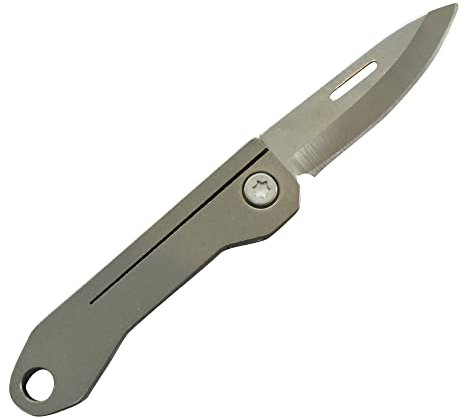 VAKON - Messer mit Titan-Grif als Schlüsselanhänger, Minimesser, Taschenmesser klein, Faltmesser Outdoor aus Titanium EDC, Klappmesser für Schlüsselring