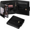 GSG SINCE 1998 Men's Wallets Cowhide Leather Multi-Functional RFID Blocking Wallet with 17 Credit Card Slots, 2 Banknote Compartments, 2 ID Windows, 1 Coin Pocket Black