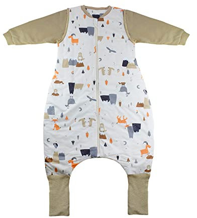schlummersack Schlafsack mit Füßen ganzjährig 2.5 Tog 90 cm Bergtiere | Kinder Schlafsack mit Beinen und verlängerten Bündchen für eine Körpergröße 90-100cm | Ganzjahres Füßen