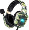 RUNMUS K8 Wired Over Ear Gaming Headphone with Surround Sound, with Mic & LED Light, Compatible with PS5, PS4, Switch, Xbox Series X|S, PC, Laptop. (Camo-Green)