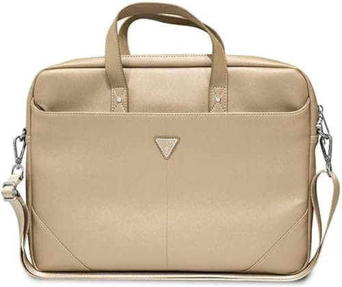 GUESS Saffiano Hot Stamp Triangle Logo, Borsa Unisex-Adulto, Beige