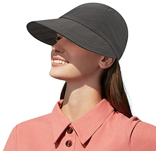 Clape Womens Summer Sun Hat UV Protection Visor Cap Lightweight Baseball Cap Waterproof Sunscreen Quick Dry Travel Beach Hat for Women Black DWH01