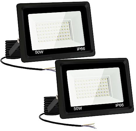 2 * 50W Projecteur LED,spot led extérieur 5000LM Super Brillant Projecteur LED Exterieur IP66 Etanche Projecteur Exterieur Led 6000K Blanc Froid Projecteur Led pour Garage, Jardin, Terrace, Cour