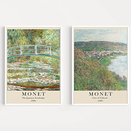 Dittelle Monet-Ausstellung, Claude Monet-Gartenlandschaftsmuseum, abstrakte Vintage-Poster und -Drucke, Wandbilder, Heimdekoration, 50 x 70 cm x 2, ohne Rahmen