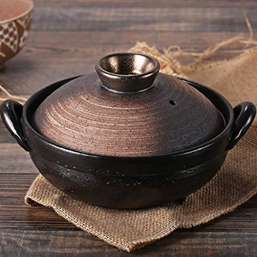 Prácticos platos de cazuela Cacerola con tapa Cacerola de barro Cacerola caliente, Cacerola redonda de cerámica, Cazuela aislada, Cazuela de cerámica, Lata de olla arrocera de arcilla, Lata de sopa S