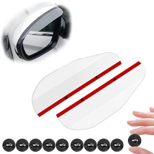 WeFoonLo 2Pcs Auto Rückspiegel Regen Augenbrauen, Universal Auto Seitenspiegel Regen Abdeckung Sonnenblende Schutz für Autos SUV LKW, mit Extra 10pcs Auto Tür Stoßdämpfer (Transparent Weiß)