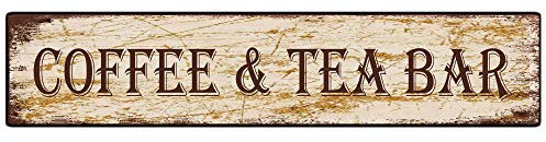 Metal Tin Sign Coffee & Tea Bar sign Retro Aluminum Metal Sign for Street Home Office Garden Decor 4x16 Inch