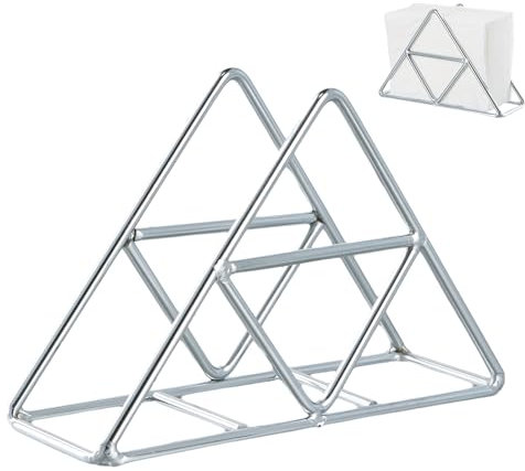 Rapidbok Serviettenhalter Edelstahl, Serviettenhalter aus Metall, Dreieckige Servietten Halter, Papier Serviettenhalter, Serviettenhalter für Küchenarbeitsplatten/Esstische/Picknicktische (Silber)