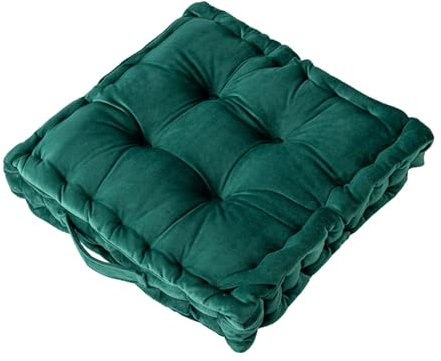Fouriding Quadratische Bodenkissen 38CM,Weiche Samt Boden Sitzkissen Wurfkissen für Wohnzimmer Sofa Stuhl Boden Yoga Couch Tatami Dekorative (Dunkelgrün)