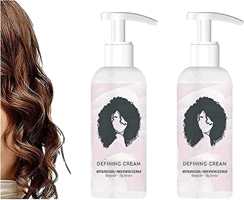 Styling Gel Lightweight Curl Defining Cream, Defining Cream Hair Care Elastin, Curl Moisturizer, Moisturizing Curl Conditioner For All Hair Types (2pcs)