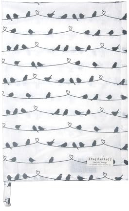 Krasilnikoff - Geschirrtuch - Birds on Wire (White)