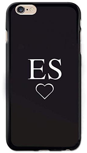Personalised Initial Phone Case For Apple iPhone 16, 15, 14,13, 12, 11, Pro Max, Mini, XR, XS, SE Heart Initial Phone Case, Soft Black Gel TPU Phone Cover