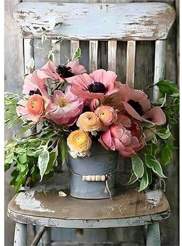 KEYIFA Rosa Rosenblüten Diamond Painting Set, 5D DIY Vollbohrer Basteln Bilder Diamond Painting mit ZubehöR, Crystal Art Foto Diamond Painting FüR Erwachsene, Home Wand Dekor 30x40CM