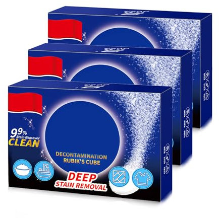 3 Box Multi-Functional Bio-Enzyme Cleaning Tablets, Active Enzyme Laundry Stain Remover Enzyme Cleaner Dissolve Concentrated Tablets Household Stain Removal Cubes Cleaning Powder for Bathroom Kitchen