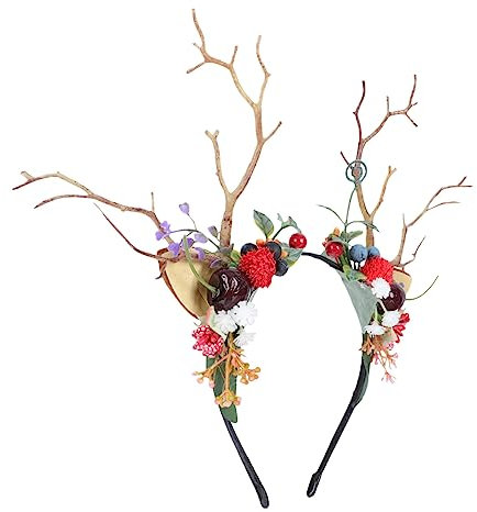 FRCOLOR 2stücke Halloween Haardeko Rehgeweih Haarband Mit Simulierten Beeren Und Kostümzubehör Für Halloween-feiern Und Bühnenauftritte