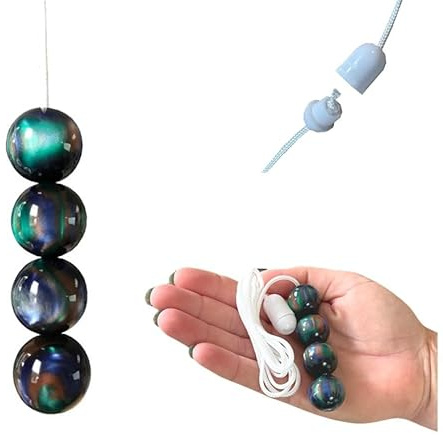 Lowgy Polished Resin Gemstone Bead Light Pull with Cord & Connector for Easy Fitting (Aqua)