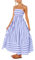 chouyatou Abito lungo da donna a righe con punto smock sul retro, sexy, con spalline sottili ritagliate, Viola, XL